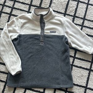 Columbia Cream and Gray Fleece Pullover L